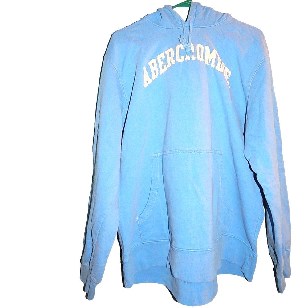 Abercrombie & Fitch Women’s Large Light Blue Vintage 100% Cotton Pullover Hoodie